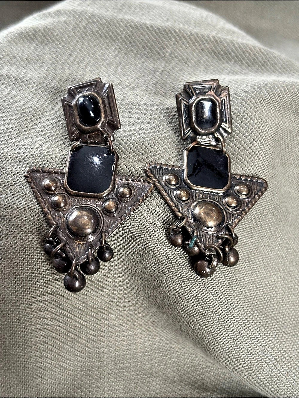 Black & Silver Statement Drop Earrings